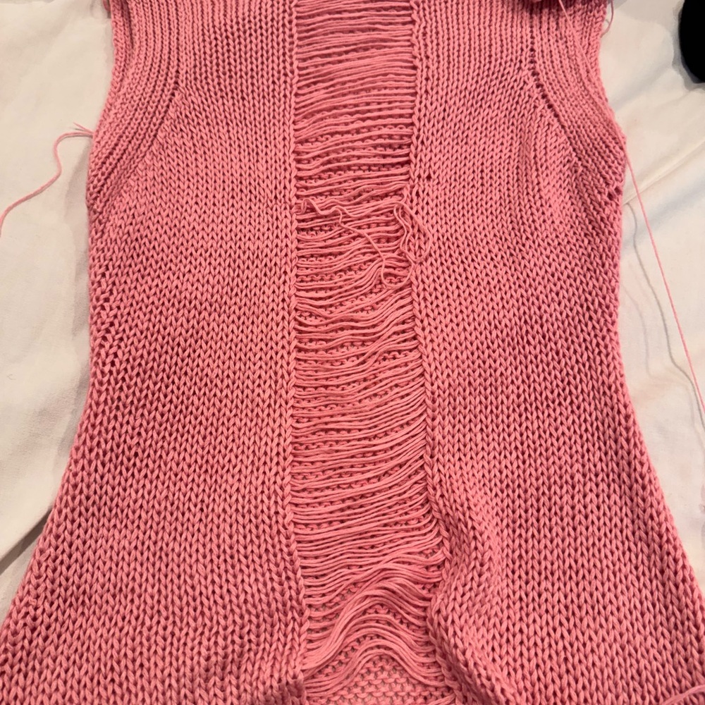 Pink Knit Sweater Vest